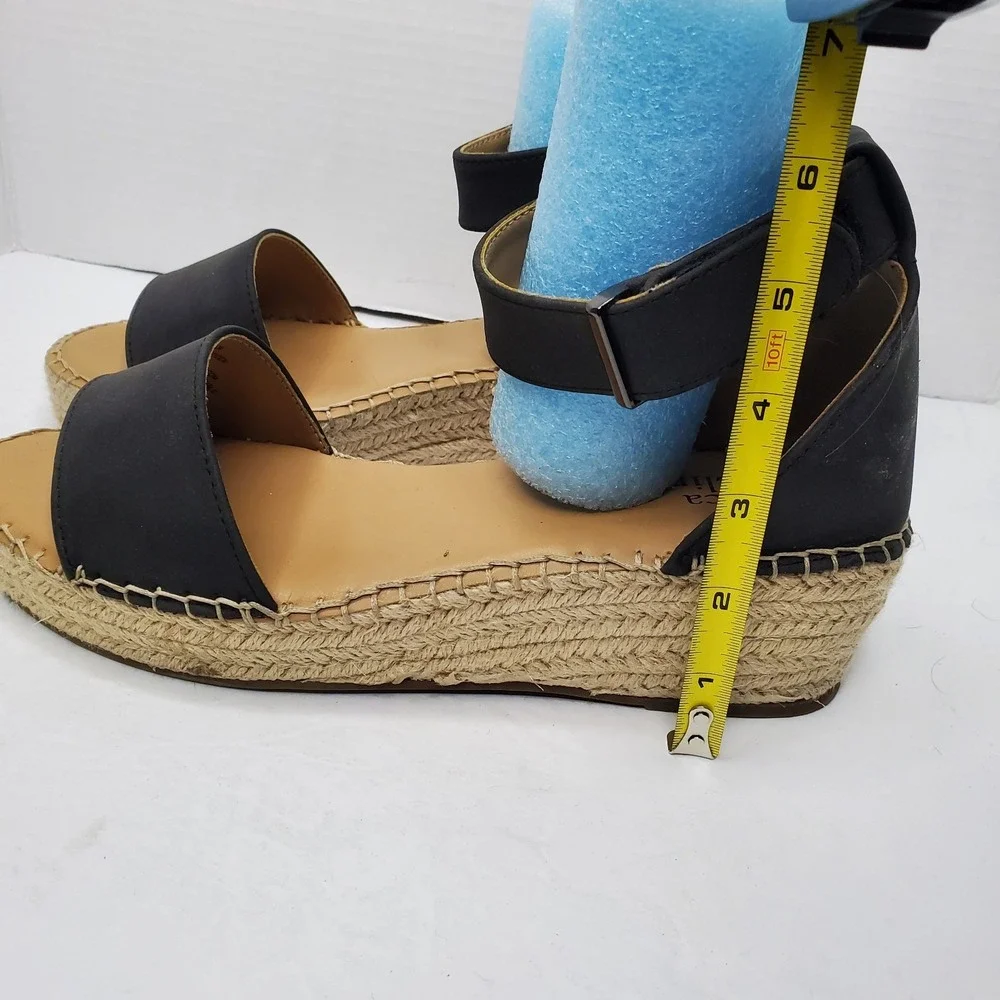 Jessica Cline 'Hayden'‎ Ankle Strap Sandals Size 10 Black Wedge Espadrille Women